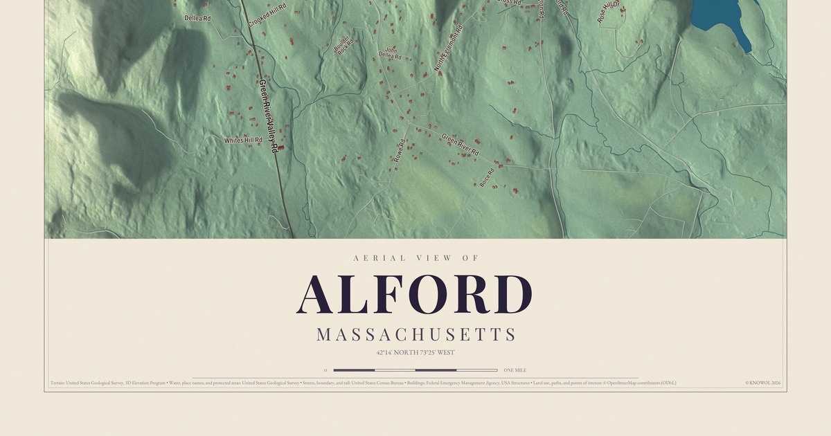 Map of Alford, Massachusetts