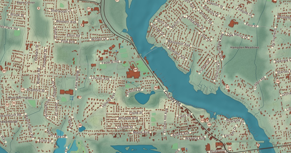 Beautifully Detailed Map of Barrington, Rhode Island