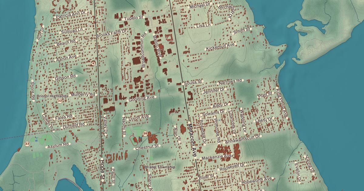 Beautifully Detailed Map of Bristol, Rhode Island