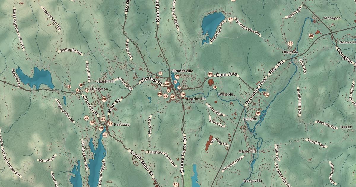 Beautifully Detailed Map of Burrillville, Rhode Island