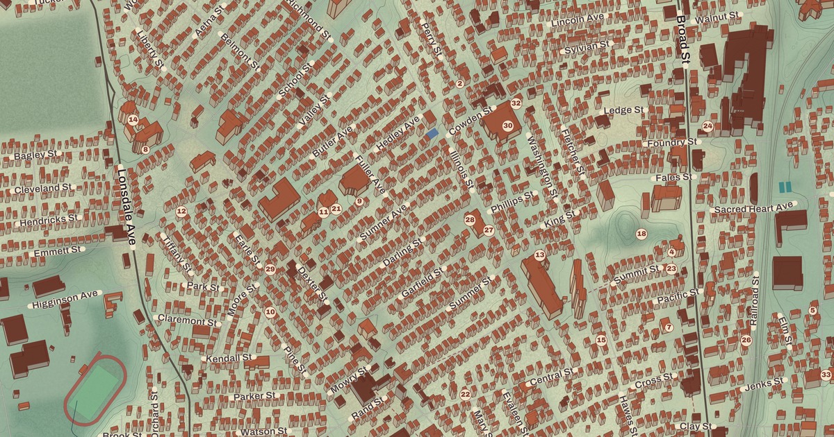 Beautifully Detailed Map of Central Falls, Rhode Island