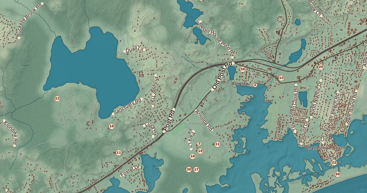 Beautifully Detailed Map of Charlestown, Rhode Island