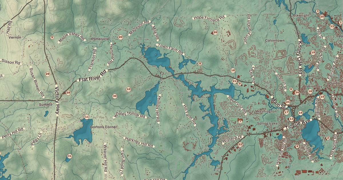 Beautifully Detailed Map of Coventry, Rhode Island