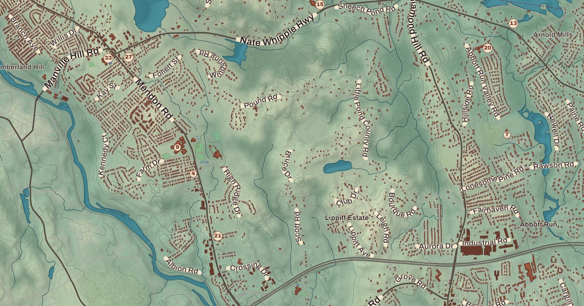 Beautifully Detailed Map of Cumberland, Rhode Island