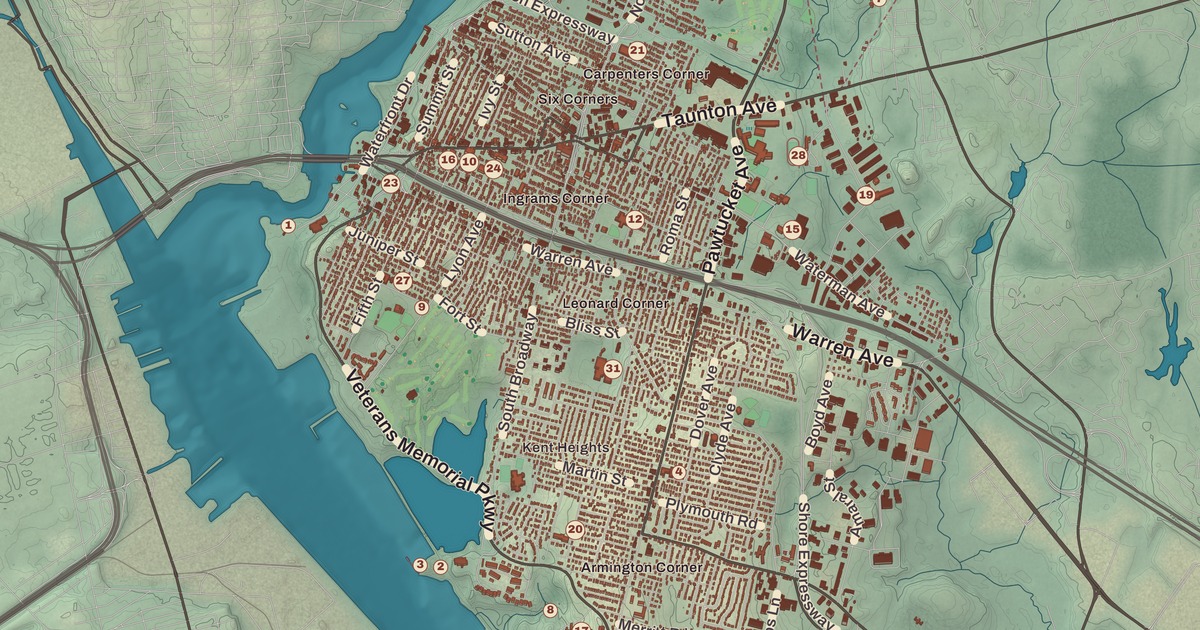 Beautifully Detailed Map of East Providence, Rhode Island