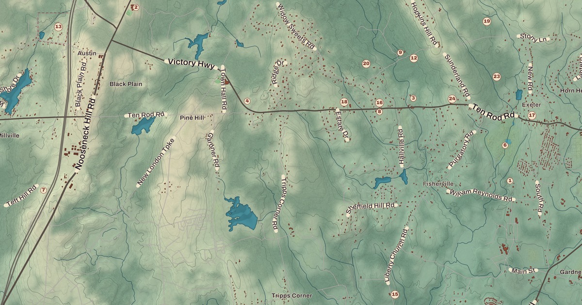 Beautifully Detailed Map of Exeter, Rhode Island