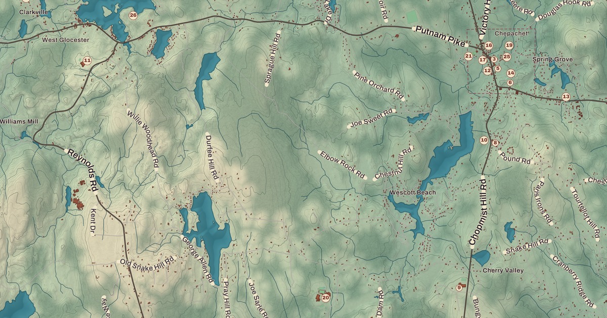 Beautifully Detailed Map of Glocester, Rhode Island