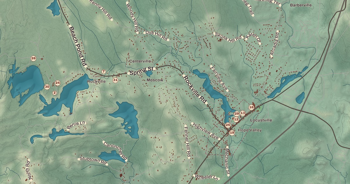 Beautifully Detailed Map of Hopkinton, Rhode Island