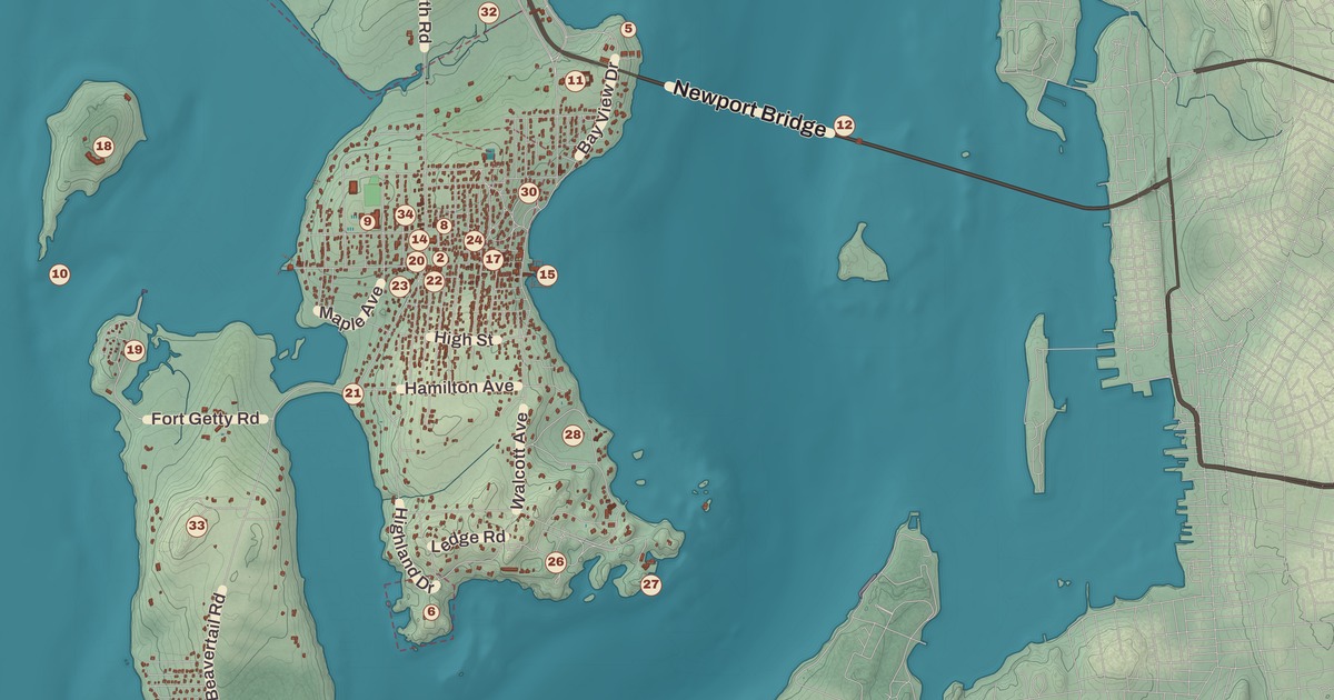 Beautifully Detailed Map of Jamestown, Rhode Island