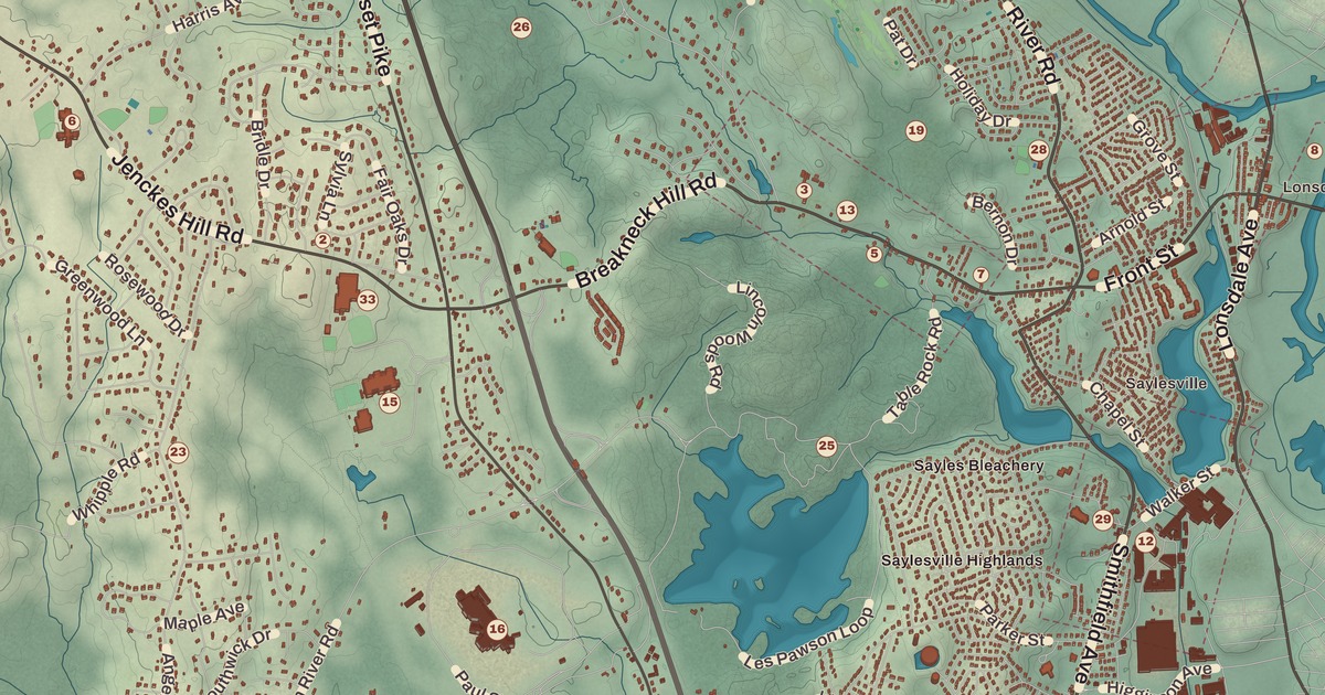 Beautifully Detailed Map of Lincoln, Rhode Island