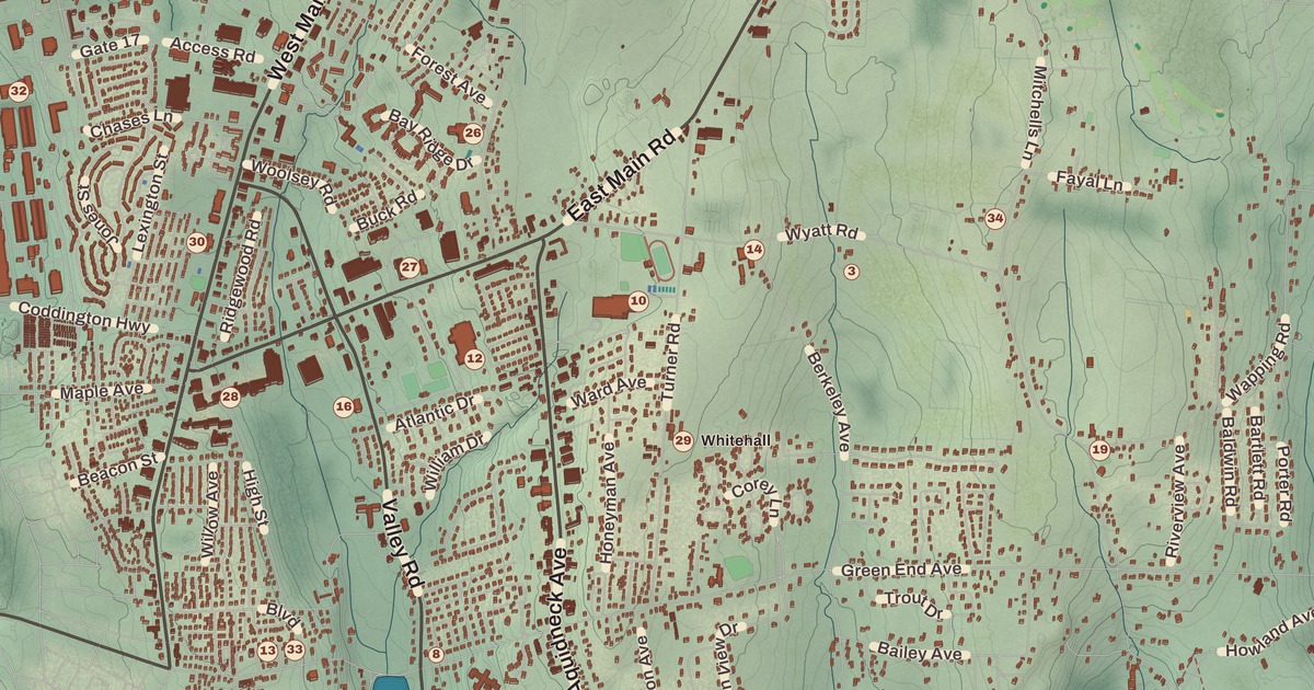 Beautifully Detailed Map of Middletown, Rhode Island