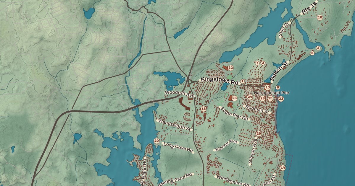 Beautifully Detailed Map of Narragansett, Rhode Island