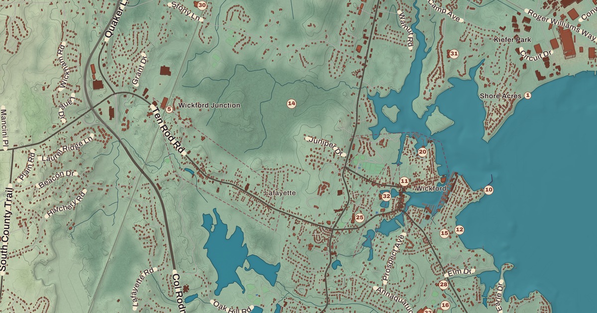 Beautifully Detailed Map of North Kingstown, Rhode Island