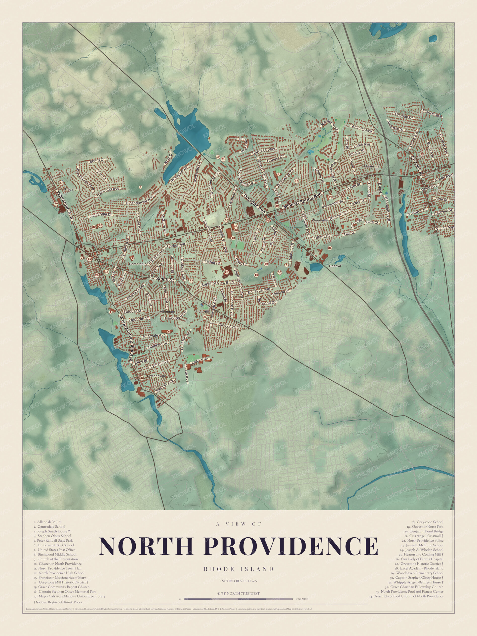 Map of North Providence, Rhode Island