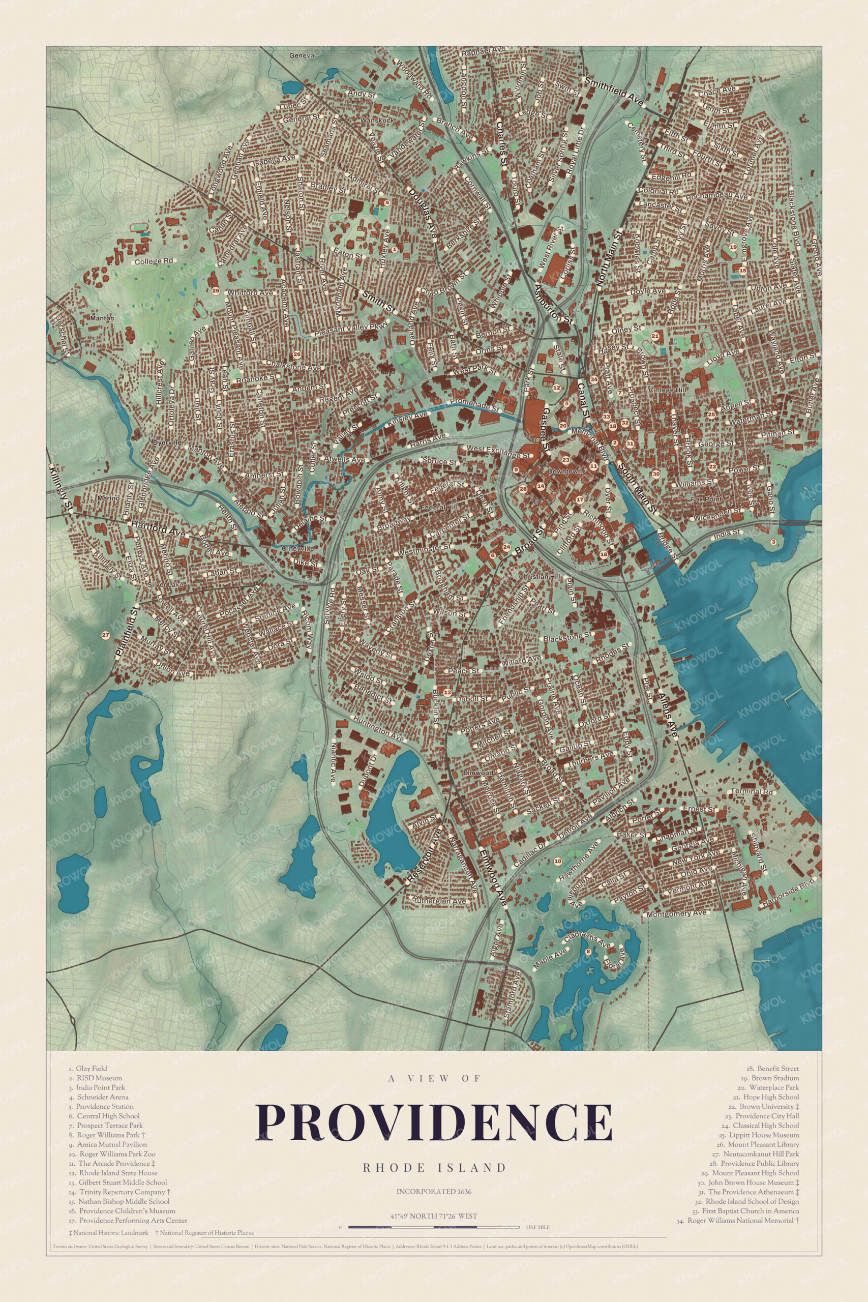 Map of Providence, Rhode Island
