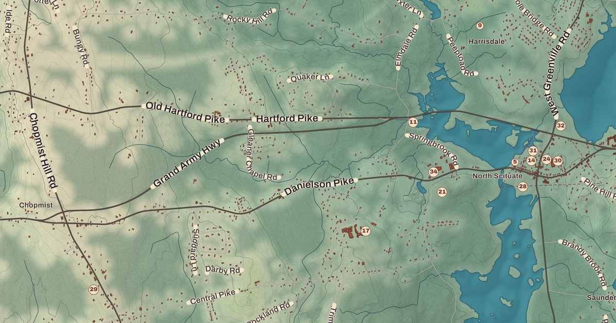 Beautifully Detailed Map of Scituate, Rhode Island