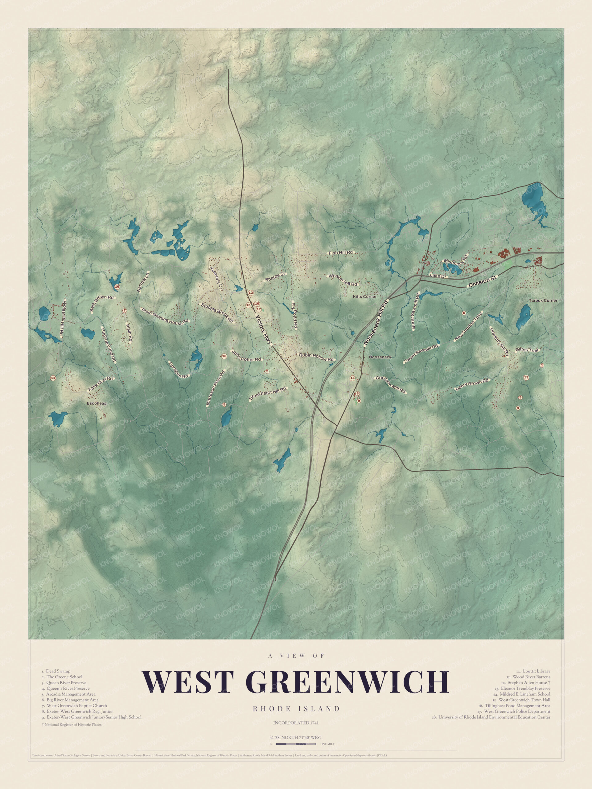 Map of West Greenwich, Rhode Island