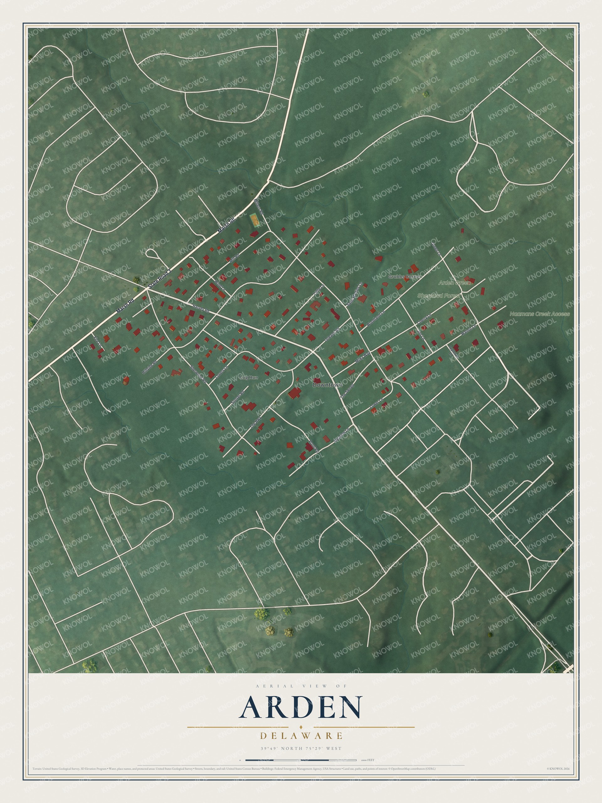 Watermarked full-map preview of Arden, Delaware