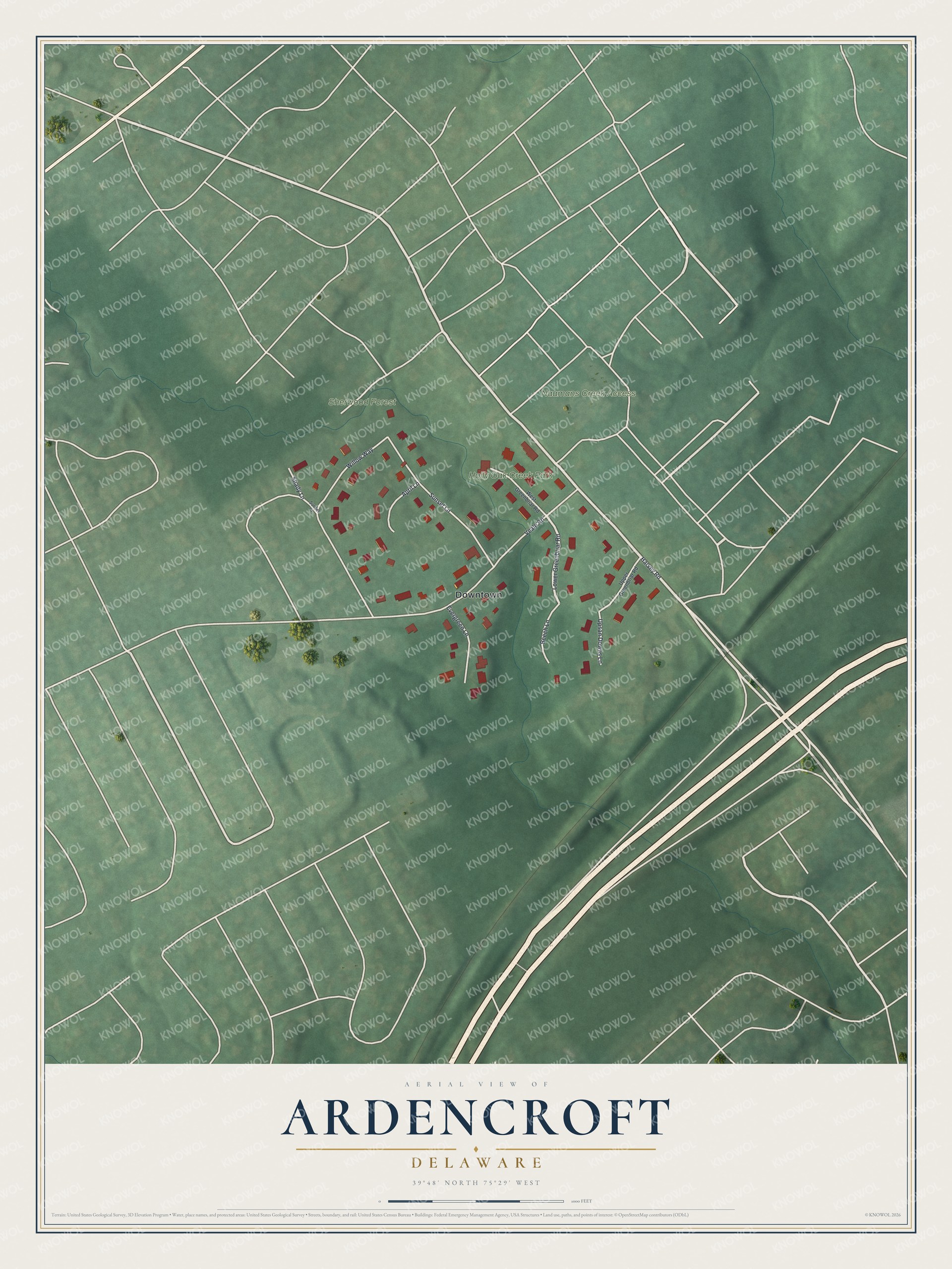 Watermarked full-map preview of Ardencroft, Delaware
