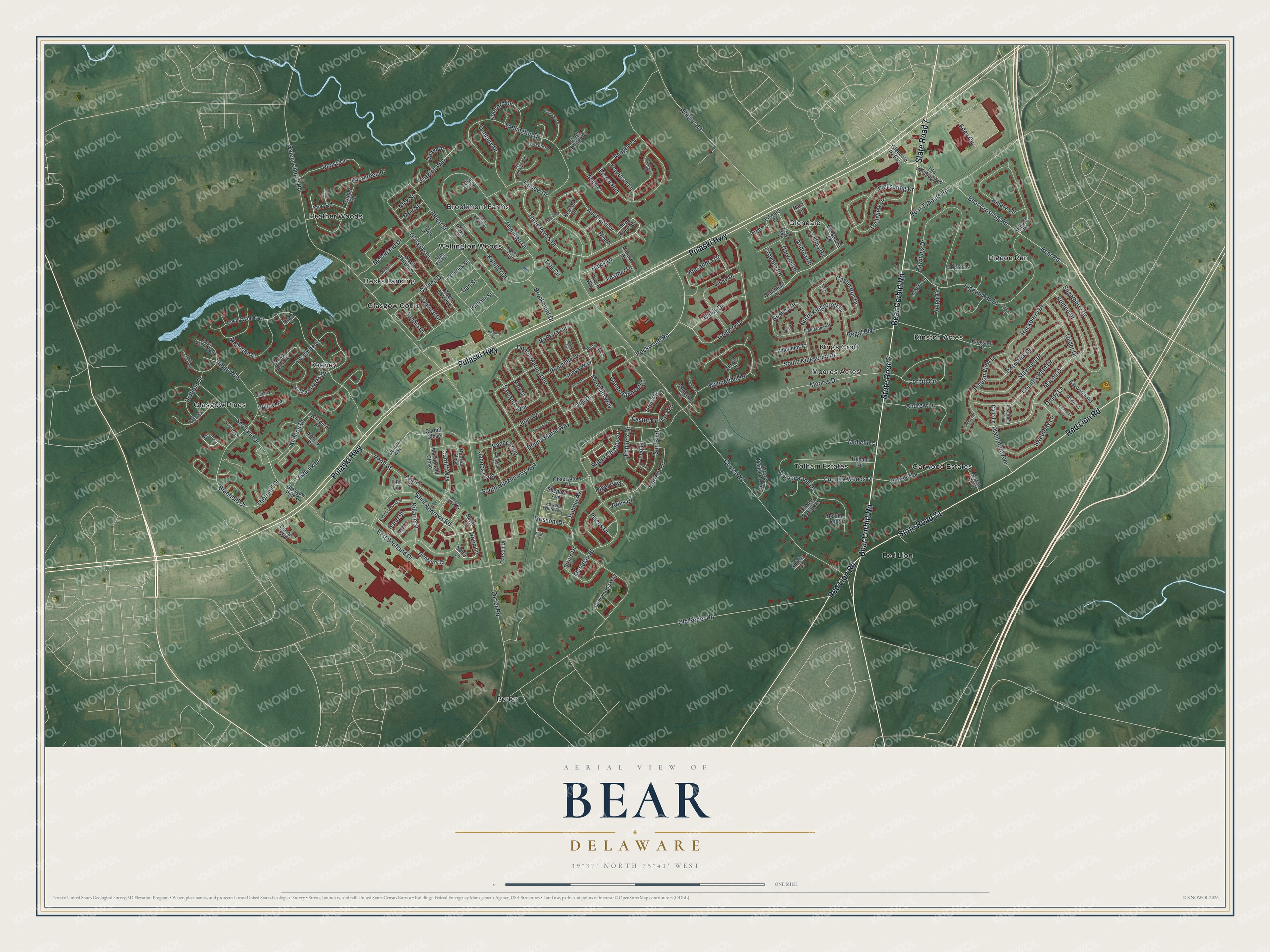 Watermarked full-map preview of Bear, Delaware