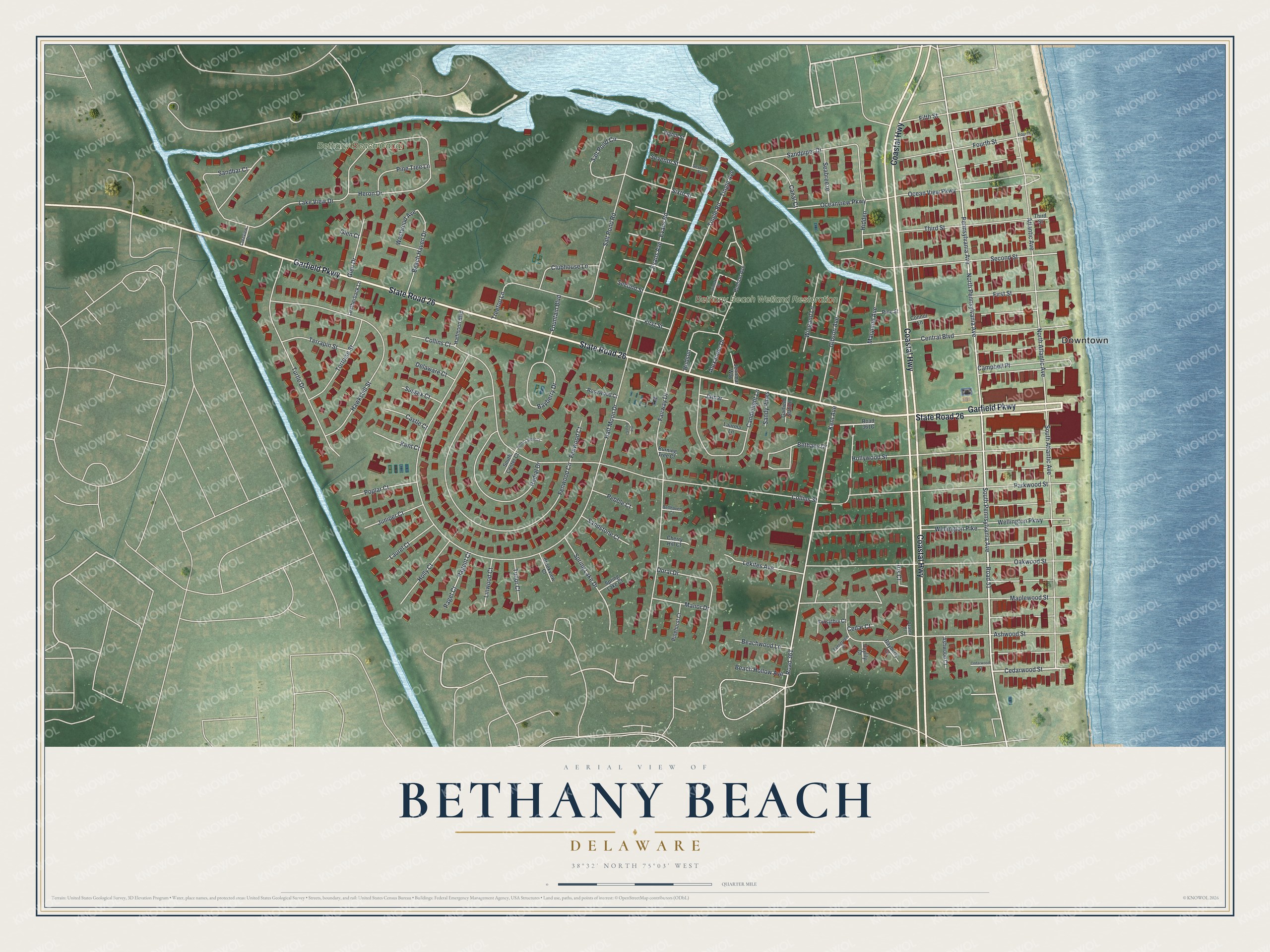 Watermarked full-map preview of Bethany Beach, Delaware