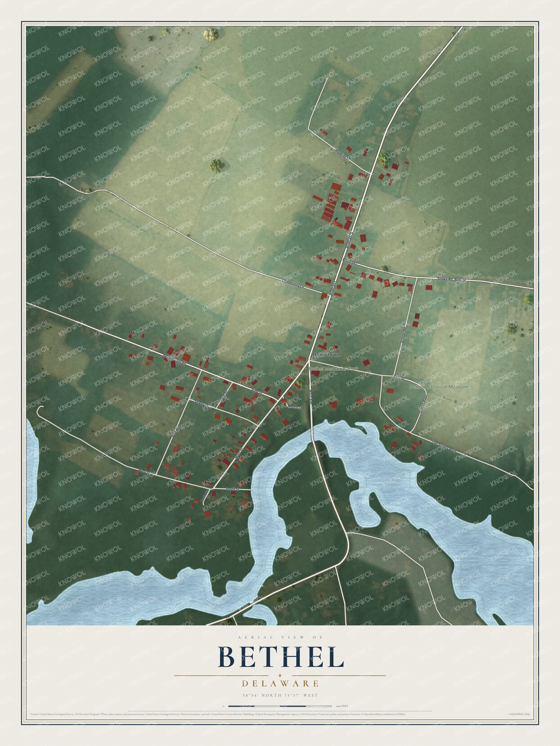 Watermarked full-map preview of Bethel, Delaware