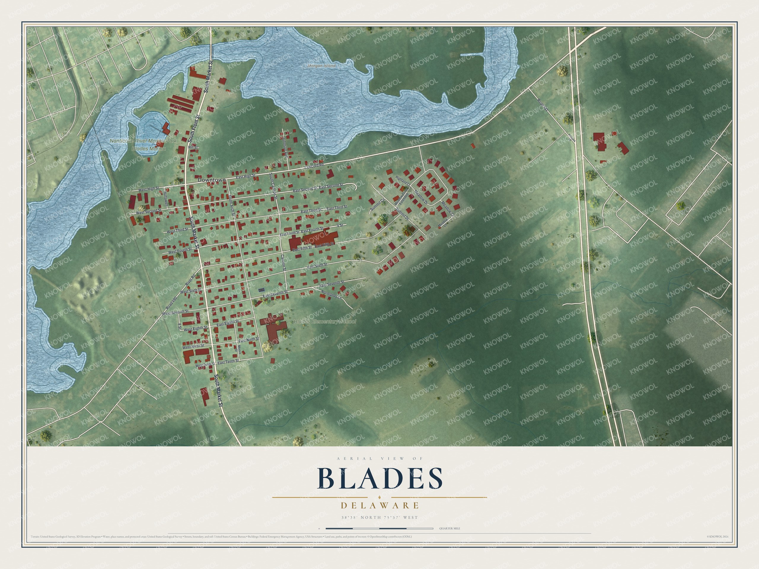 Watermarked full-map preview of Blades, Delaware