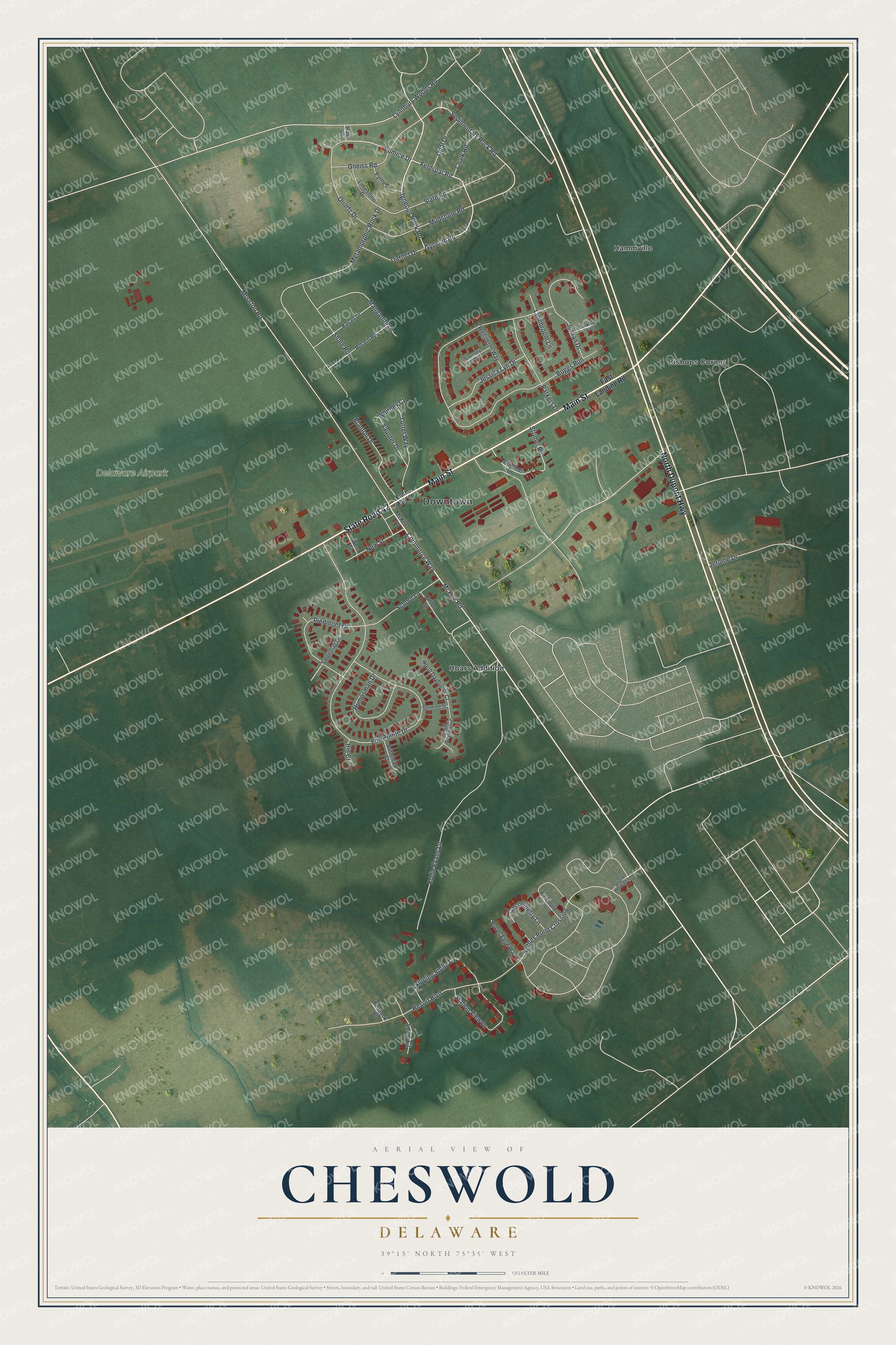 Watermarked full-map preview of Cheswold, Delaware