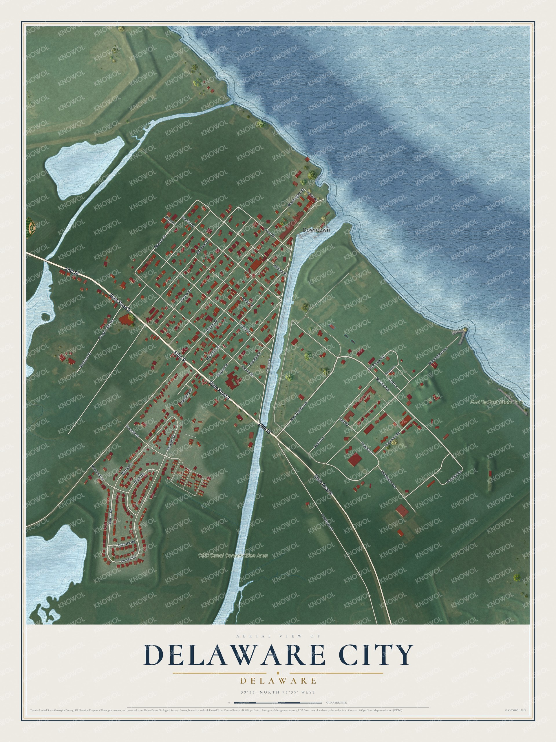Watermarked full-map preview of Delaware City, Delaware