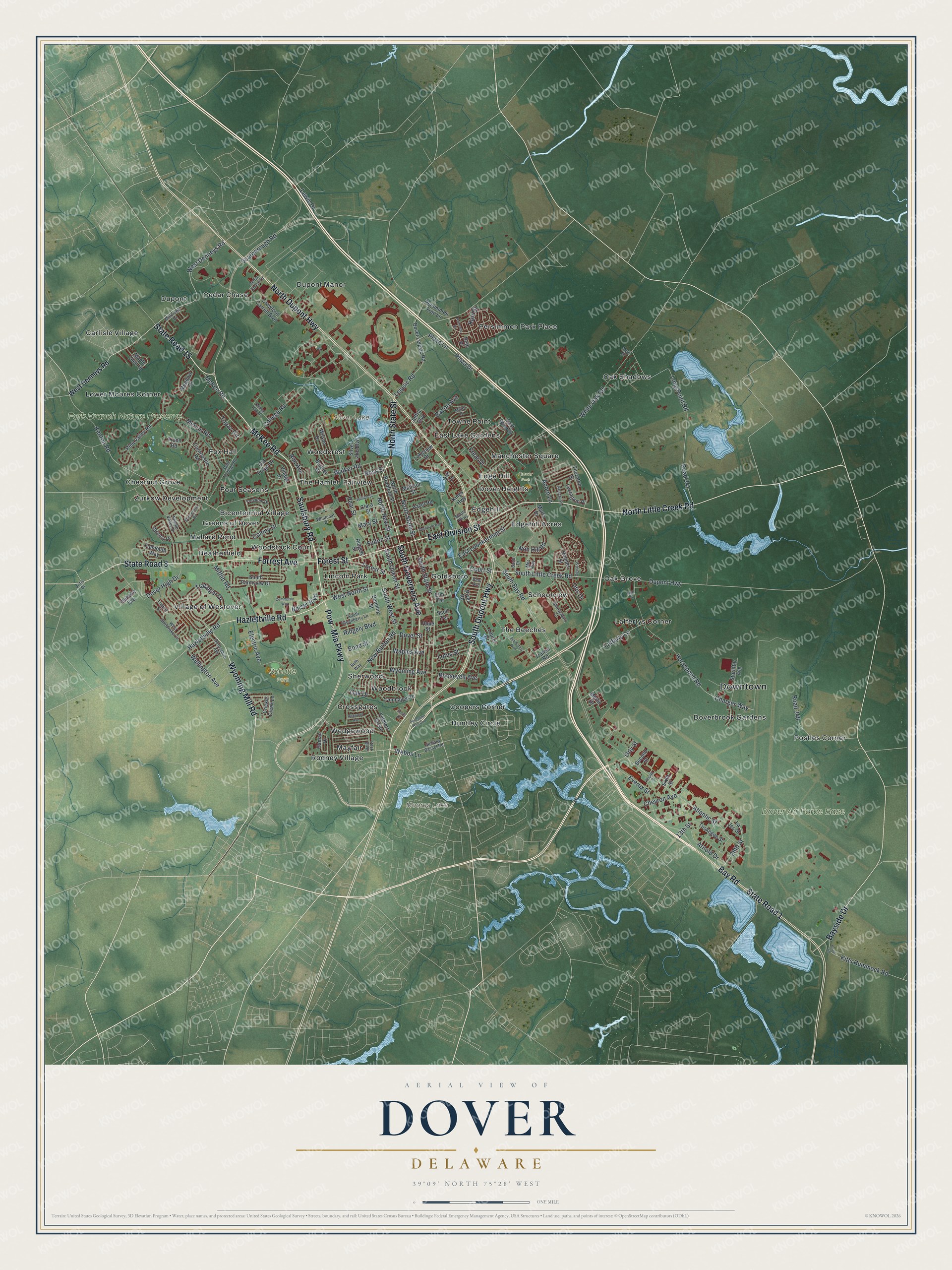 Watermarked full-map preview of Dover, Delaware