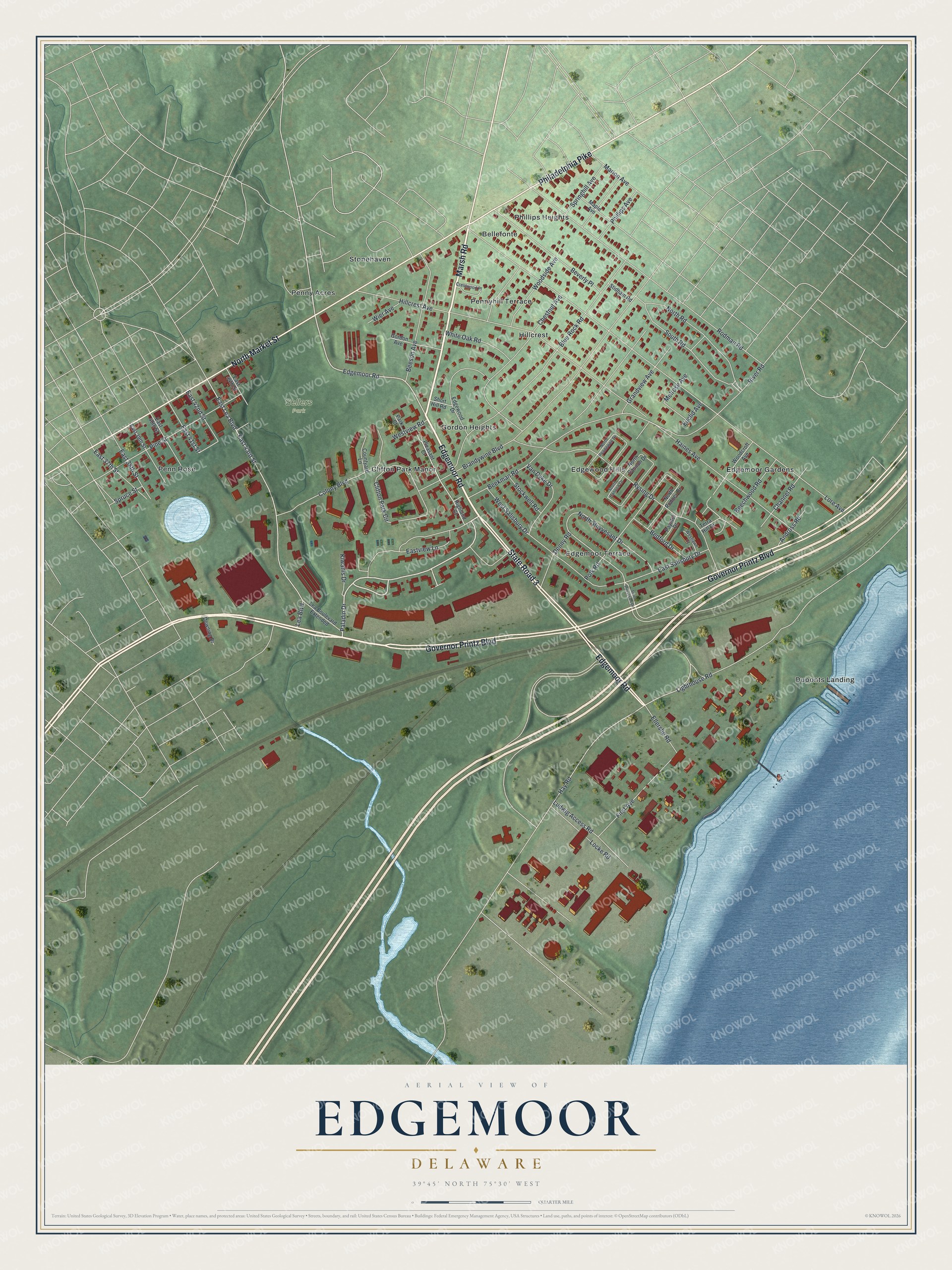 Watermarked full-map preview of Edgemoor, Delaware