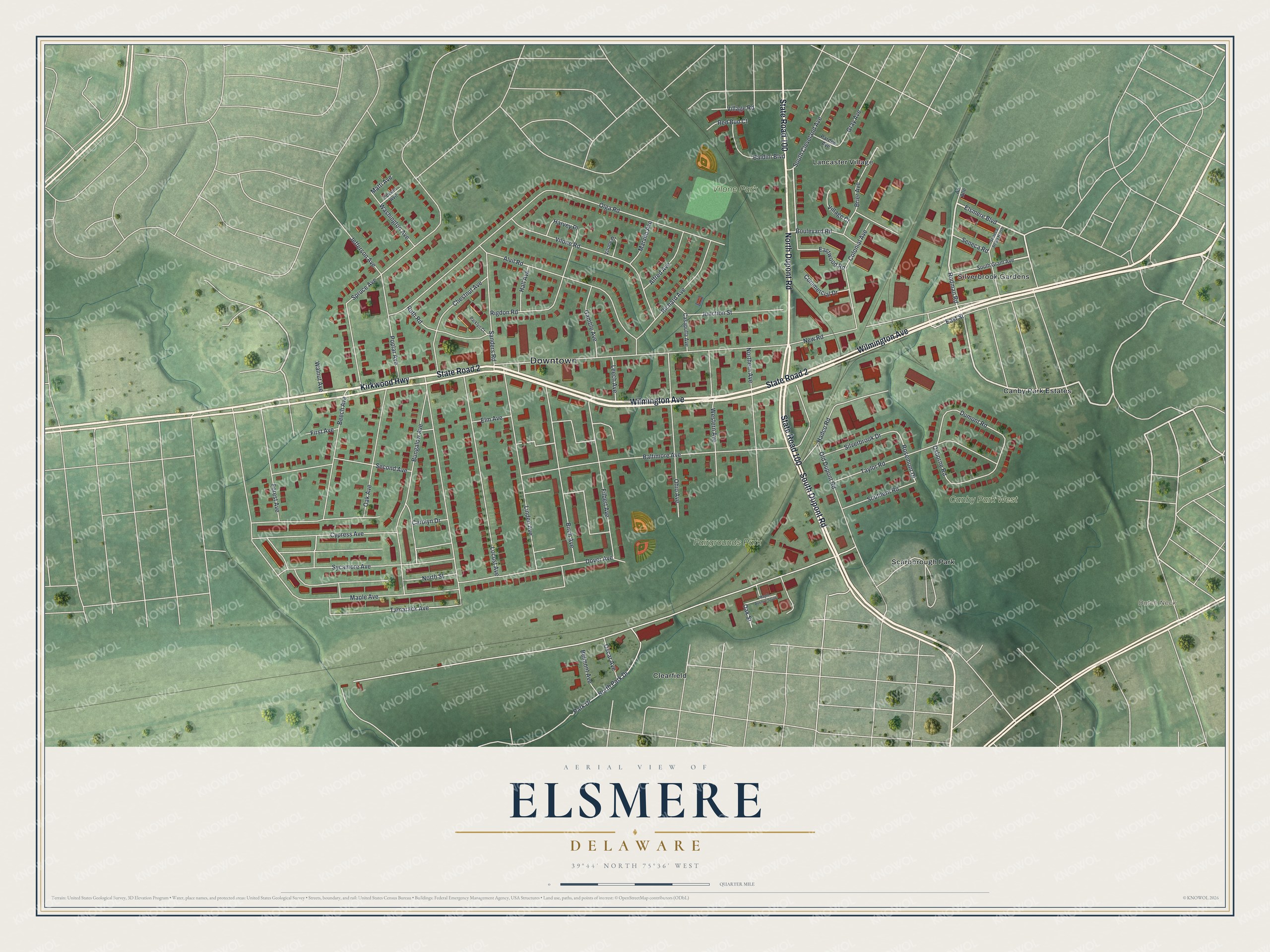 Watermarked full-map preview of Elsmere, Delaware