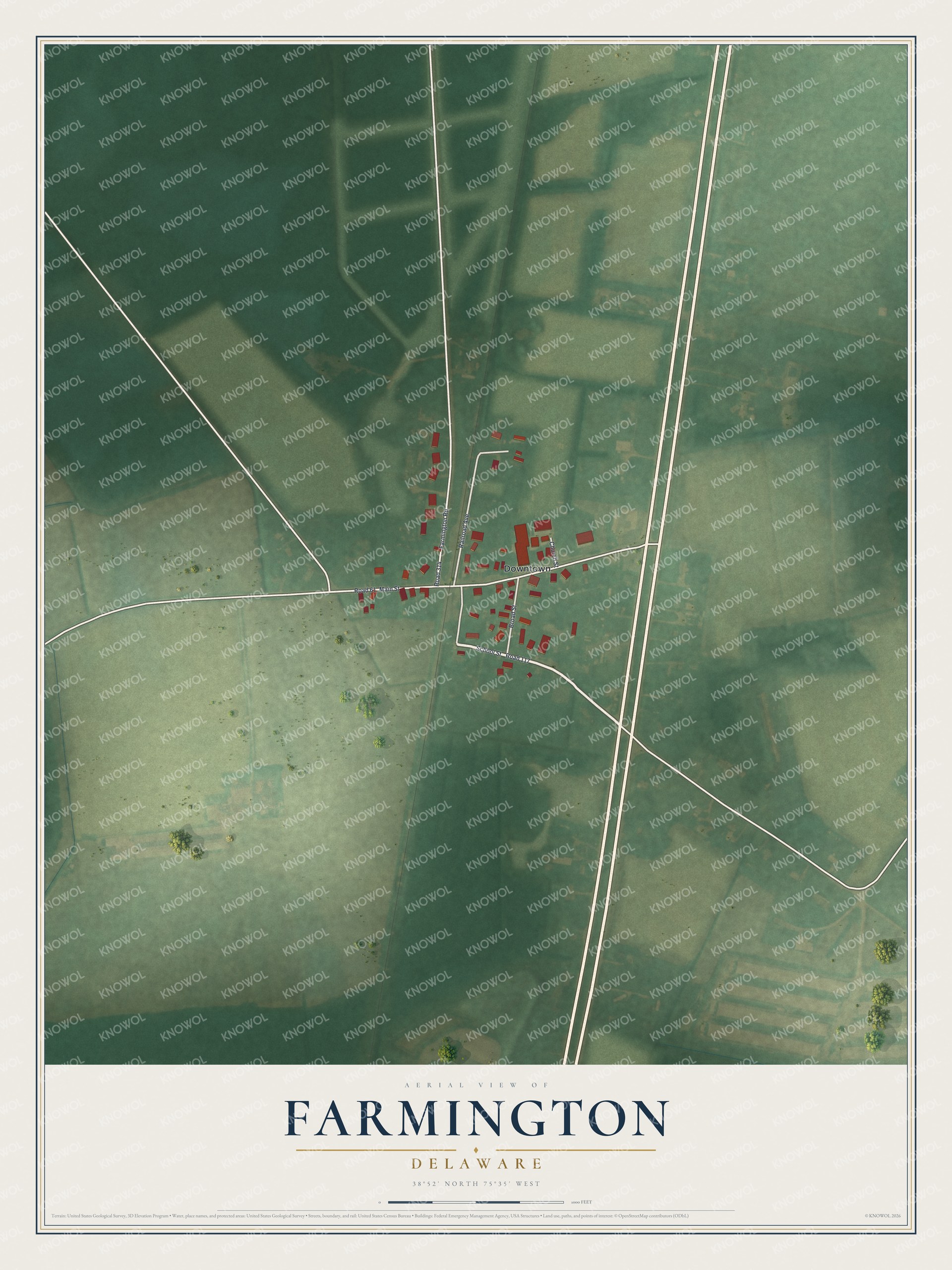 Watermarked full-map preview of Farmington, Delaware