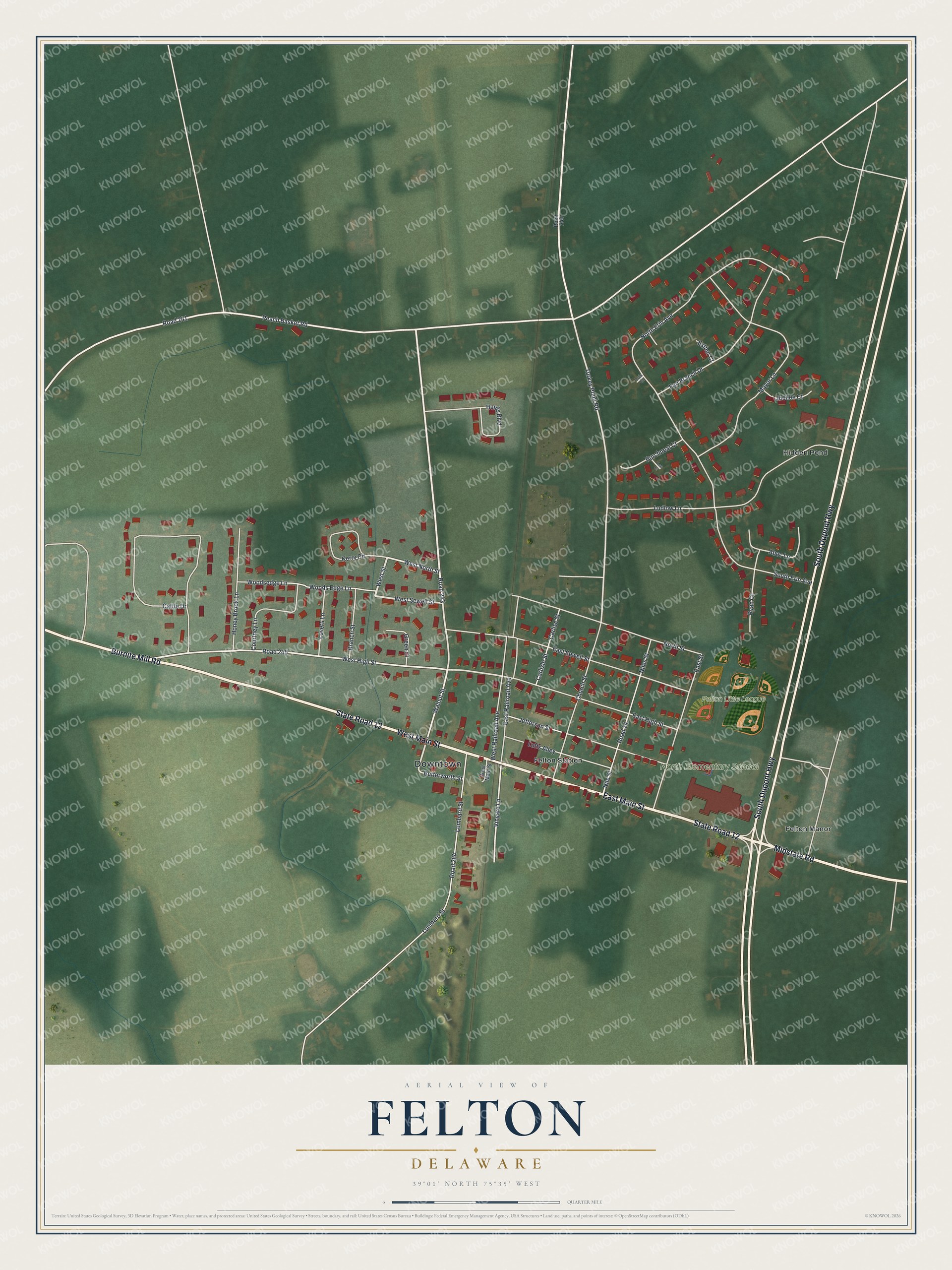 Watermarked full-map preview of Felton, Delaware