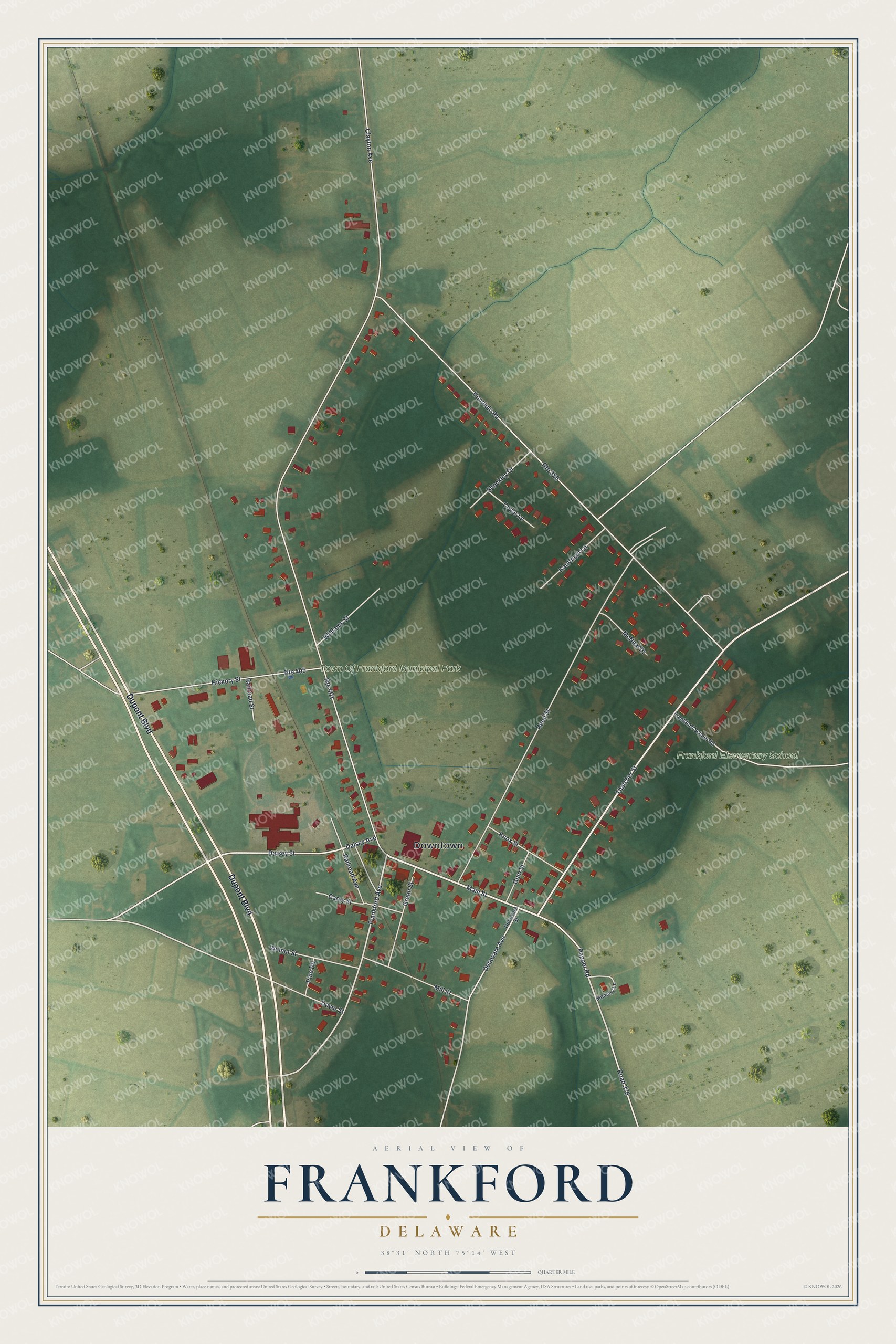 Watermarked full-map preview of Frankford, Delaware