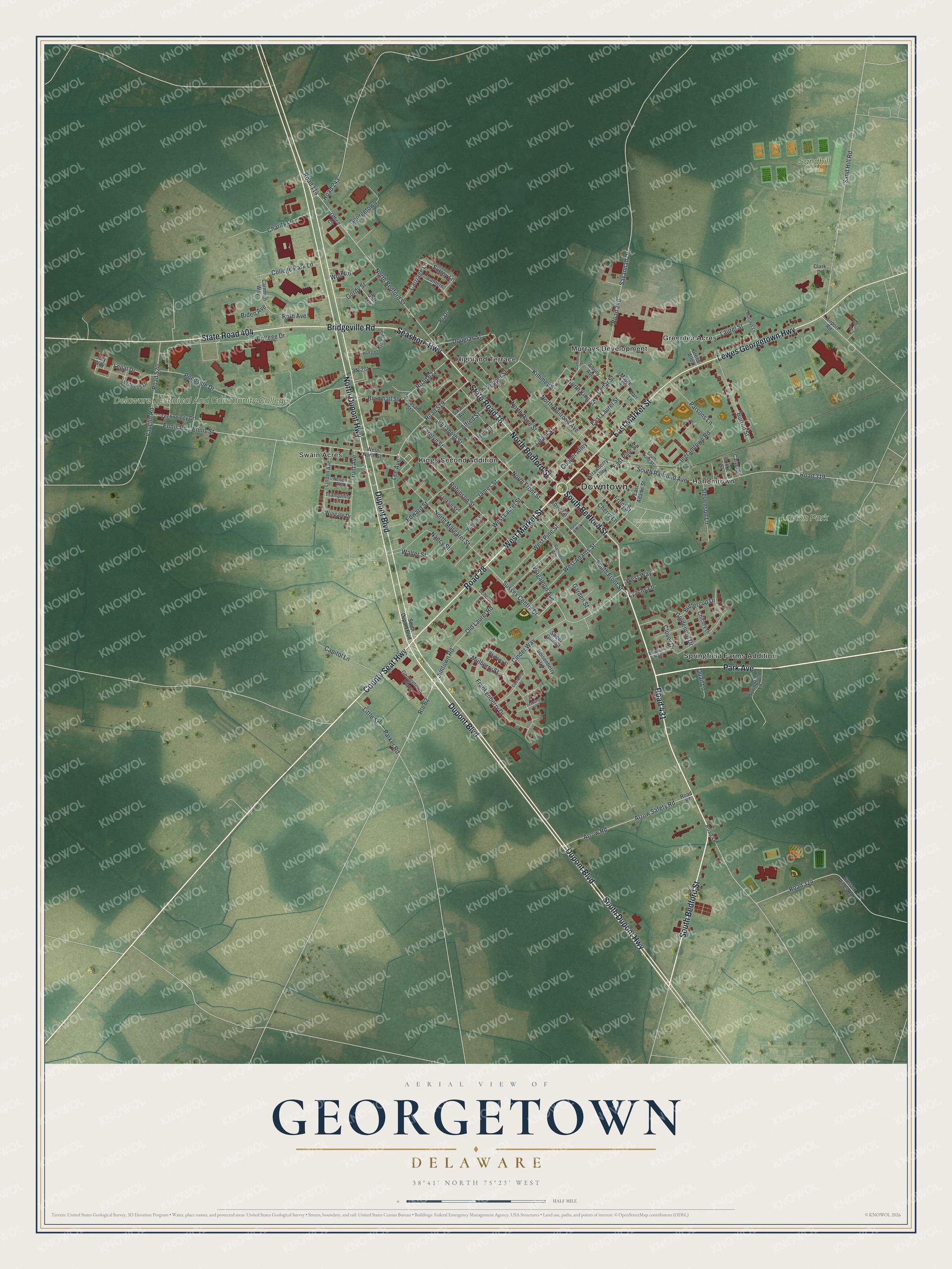Watermarked full-map preview of Georgetown, Delaware