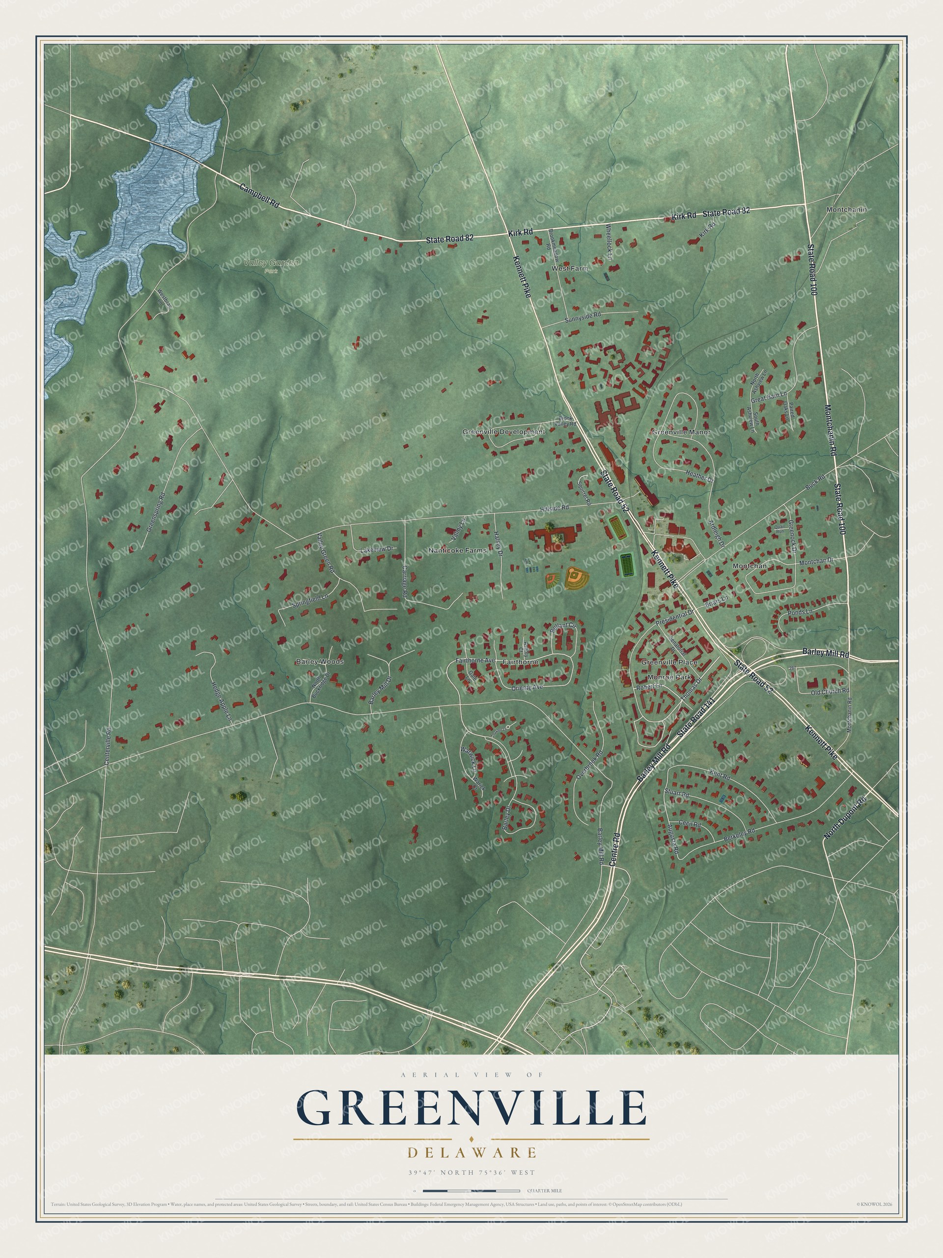 Watermarked full-map preview of Greenville, Delaware