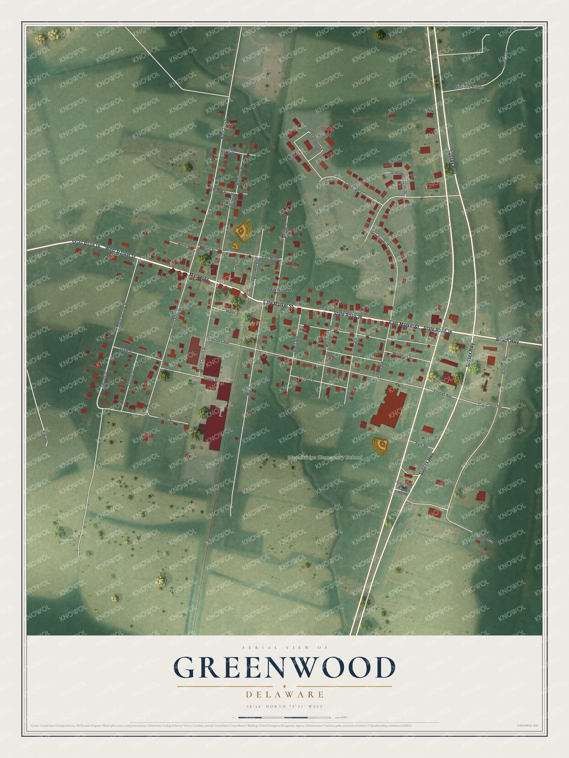 Watermarked full-map preview of Greenwood, Delaware
