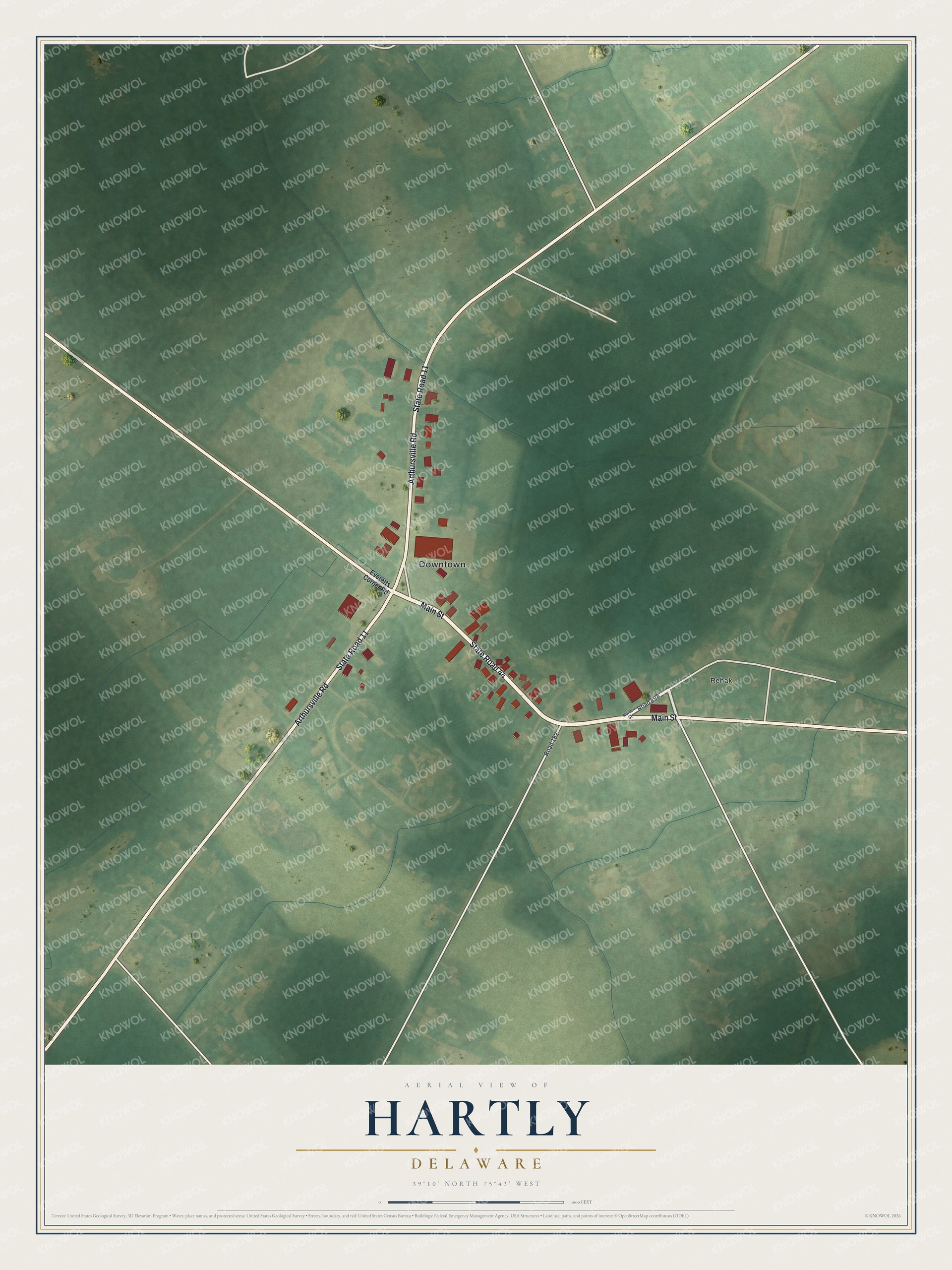 Watermarked full-map preview of Hartly, Delaware