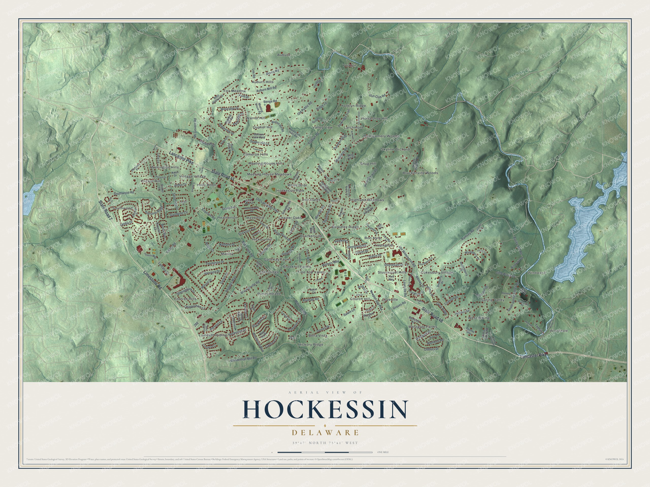 Watermarked full-map preview of Hockessin, Delaware