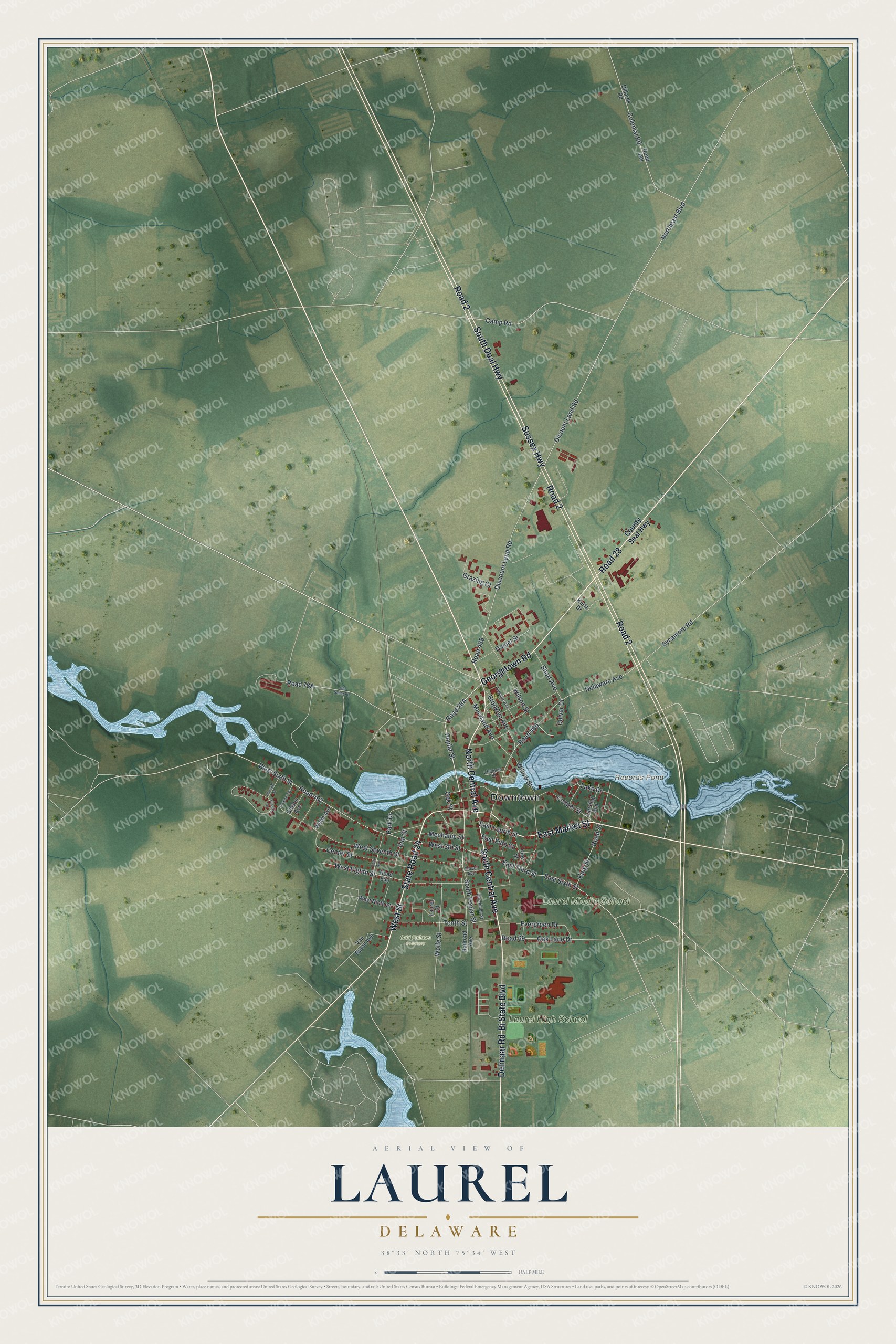 Watermarked full-map preview of Laurel, Delaware