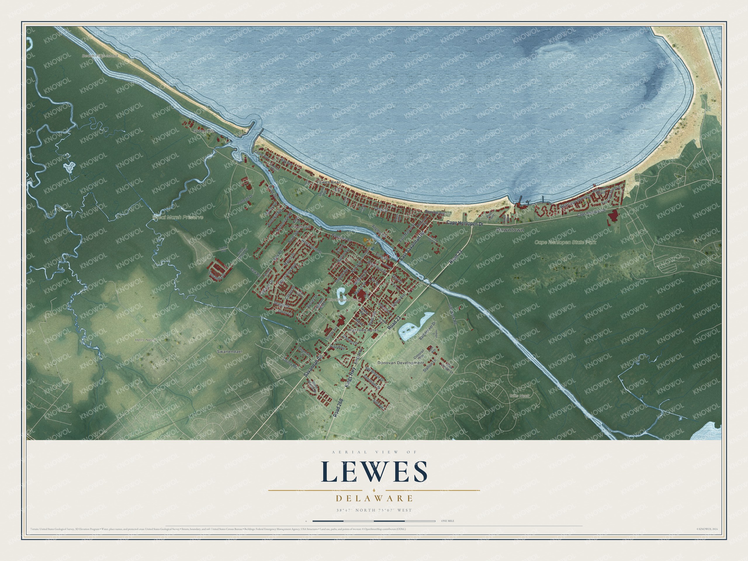 Watermarked full-map preview of Lewes, Delaware