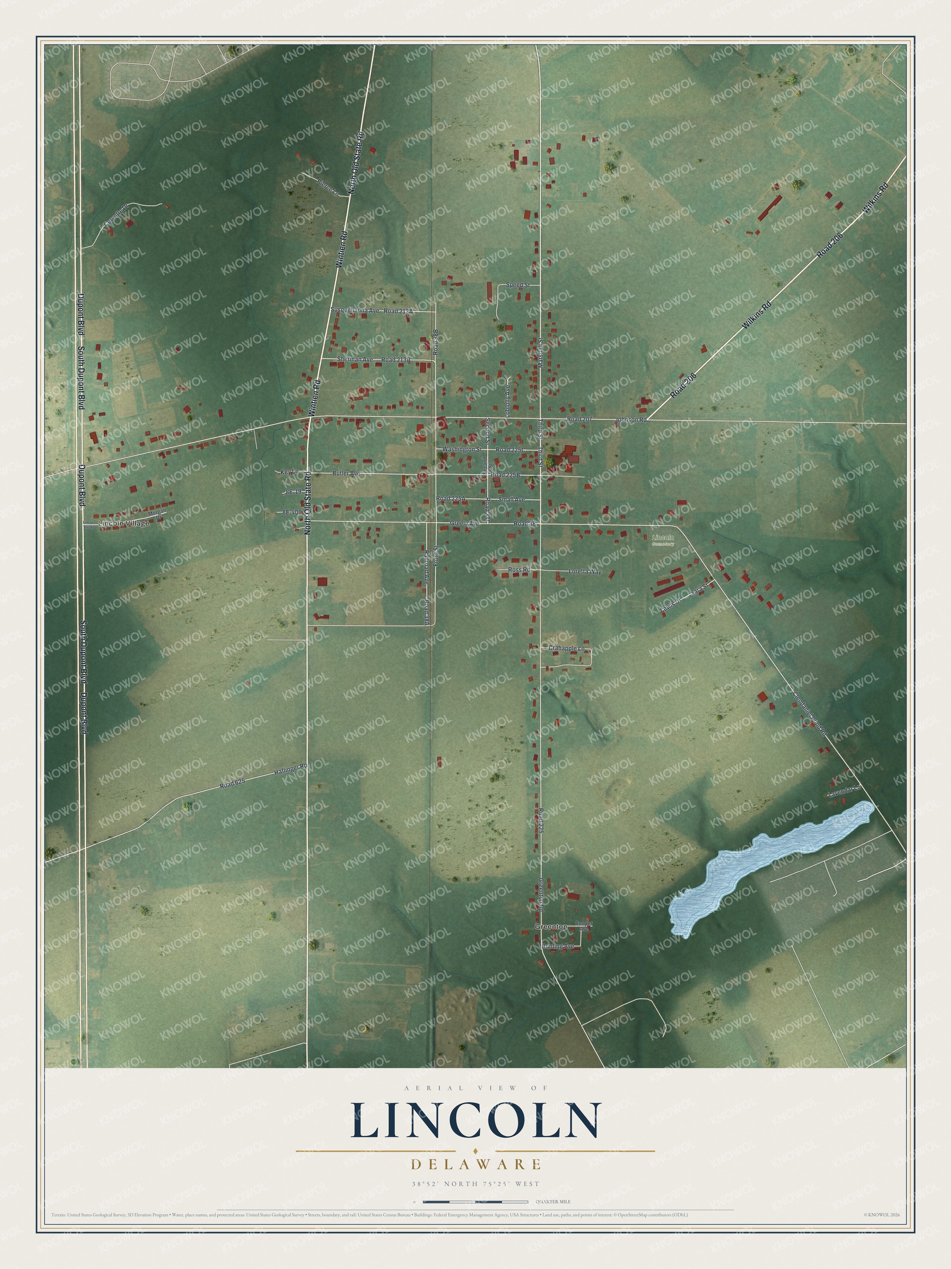Watermarked full-map preview of Lincoln, Delaware