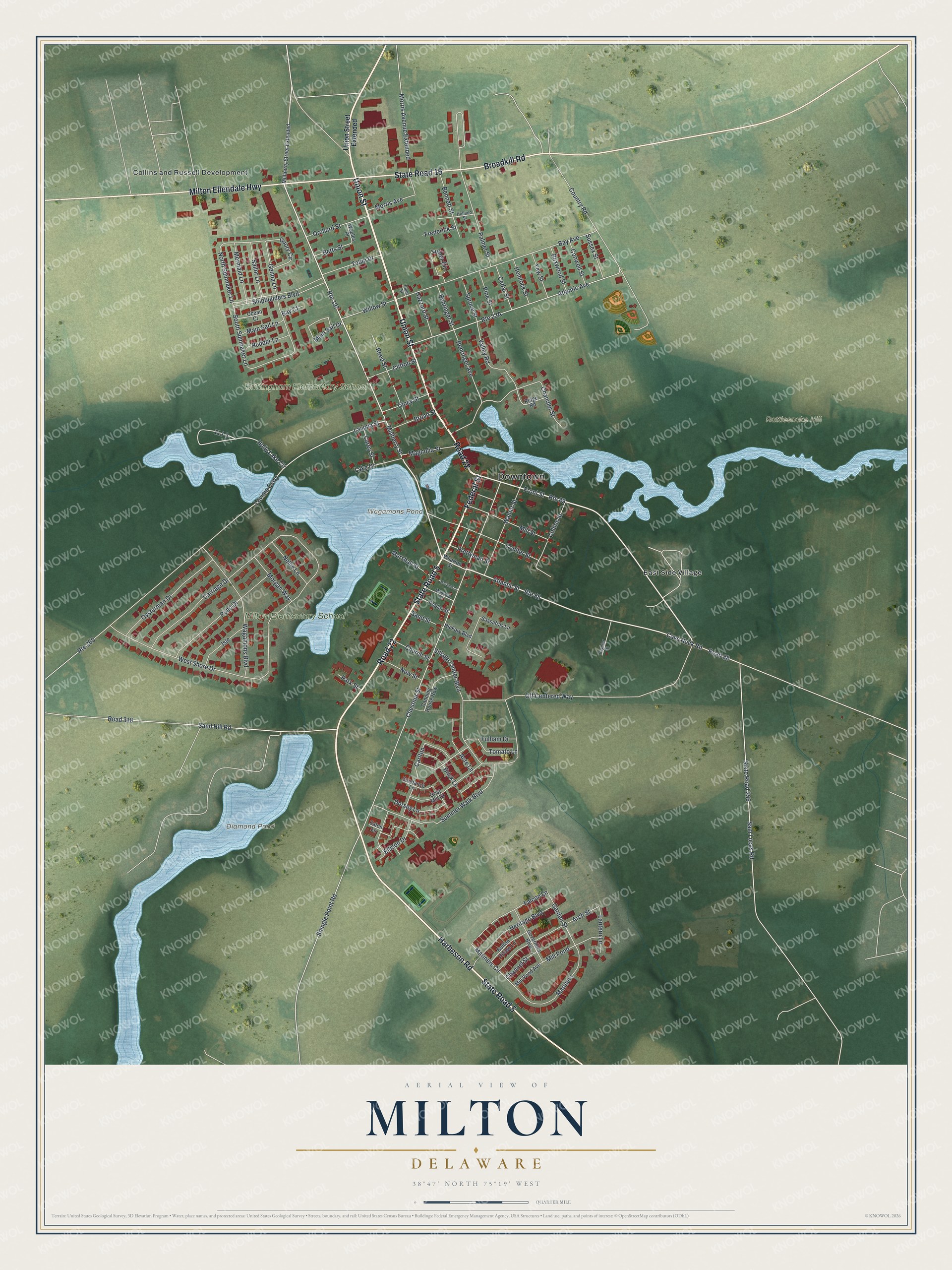 Watermarked full-map preview of Milton, Delaware