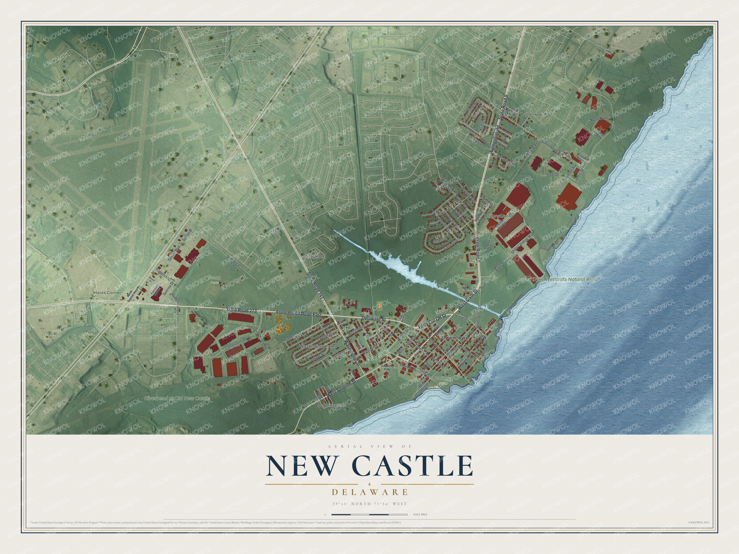 Watermarked full-map preview of New Castle, Delaware