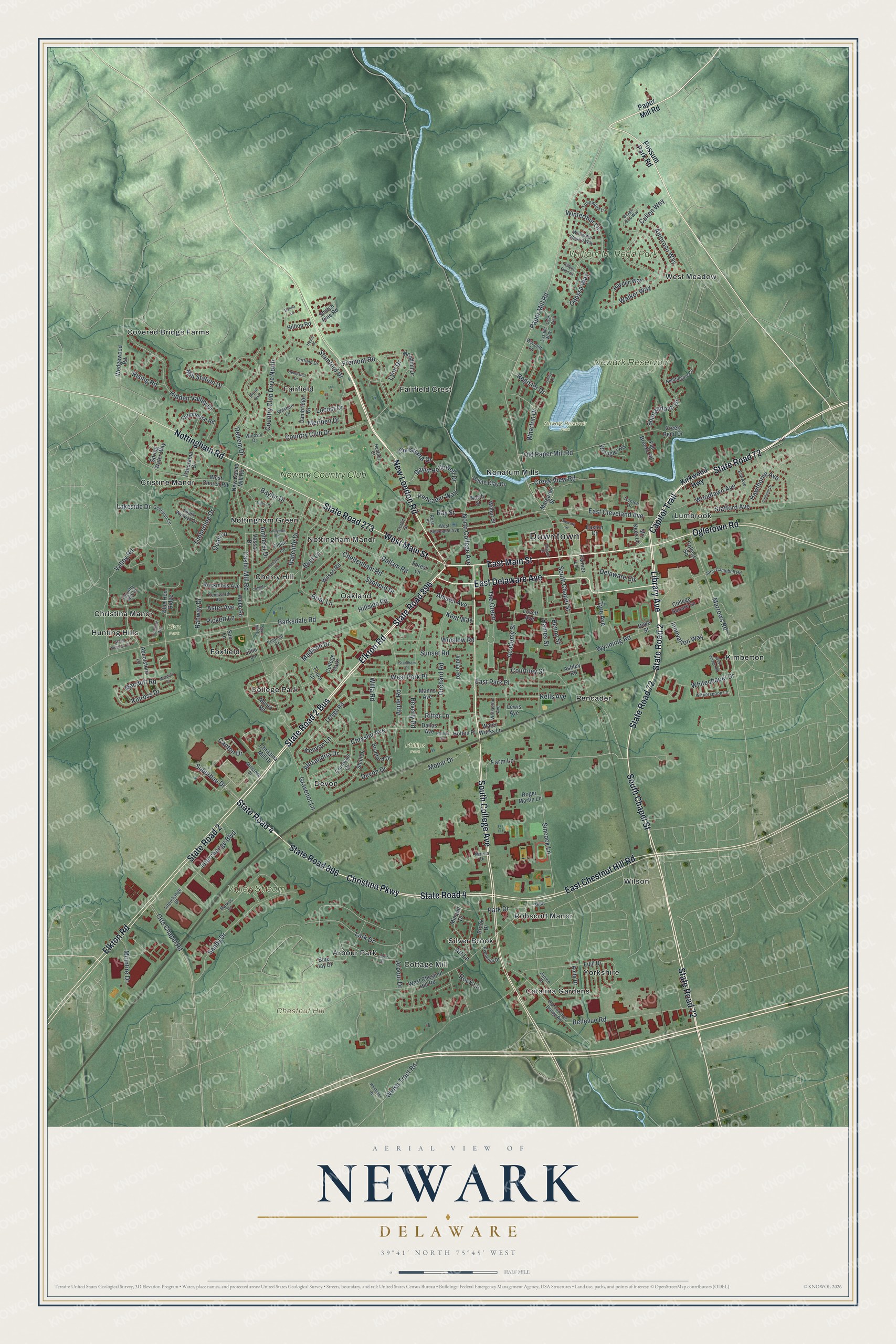 Watermarked full-map preview of Newark, Delaware