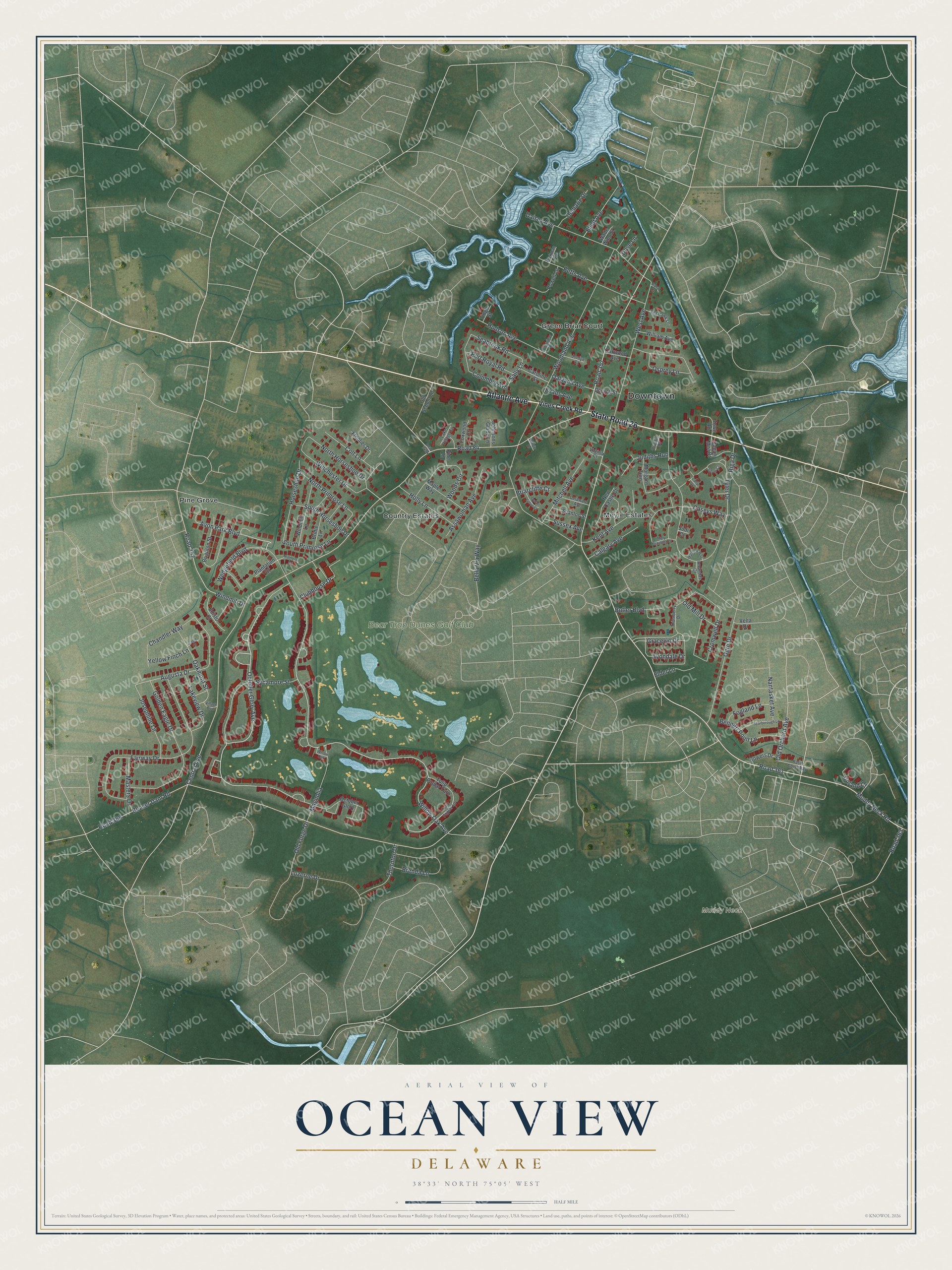Watermarked full-map preview of Ocean View, Delaware