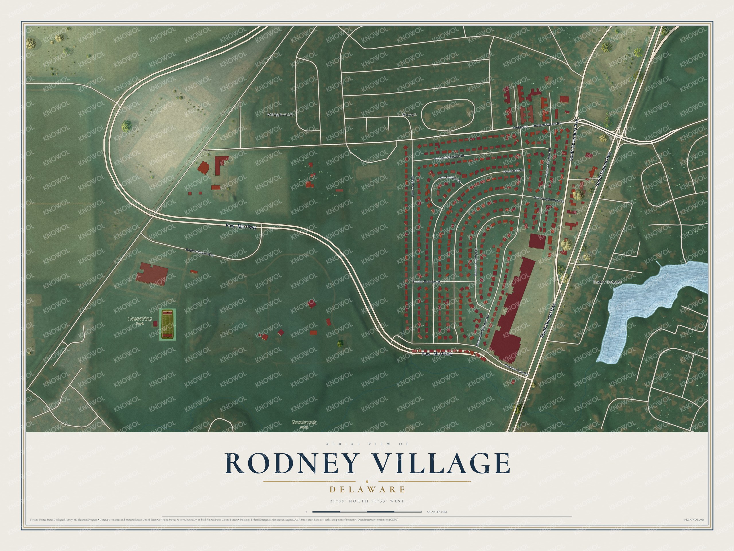 Watermarked full-map preview of Rodney Village, Delaware