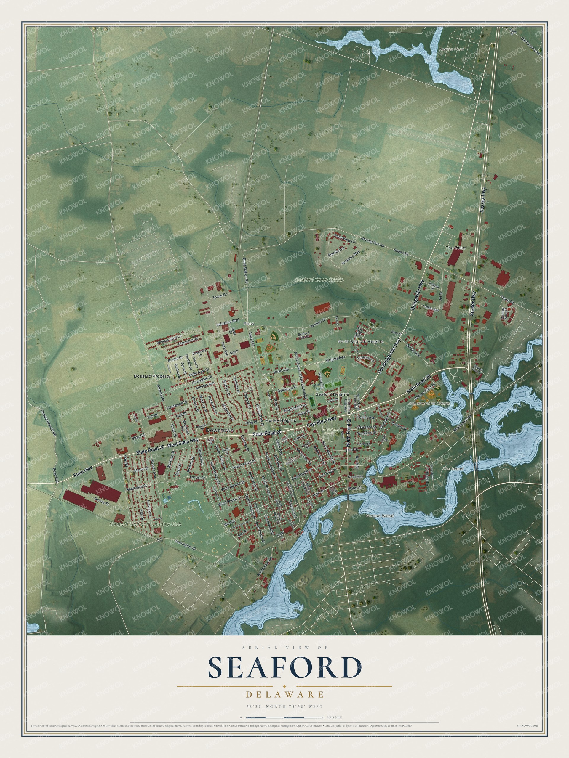 Watermarked full-map preview of Seaford, Delaware