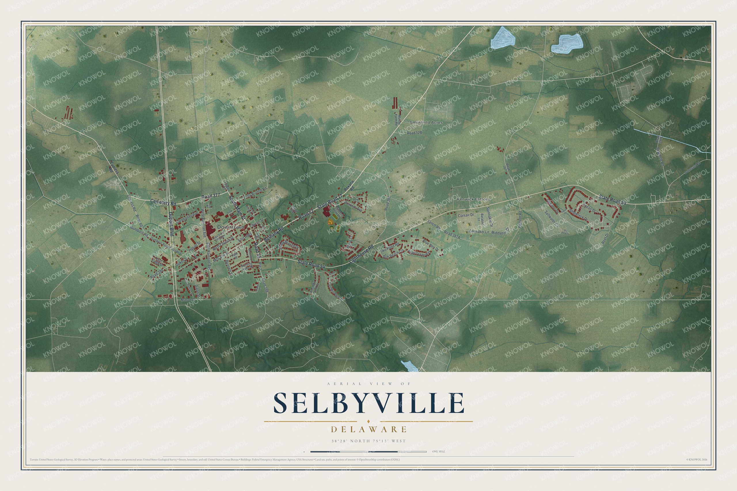 Watermarked full-map preview of Selbyville, Delaware
